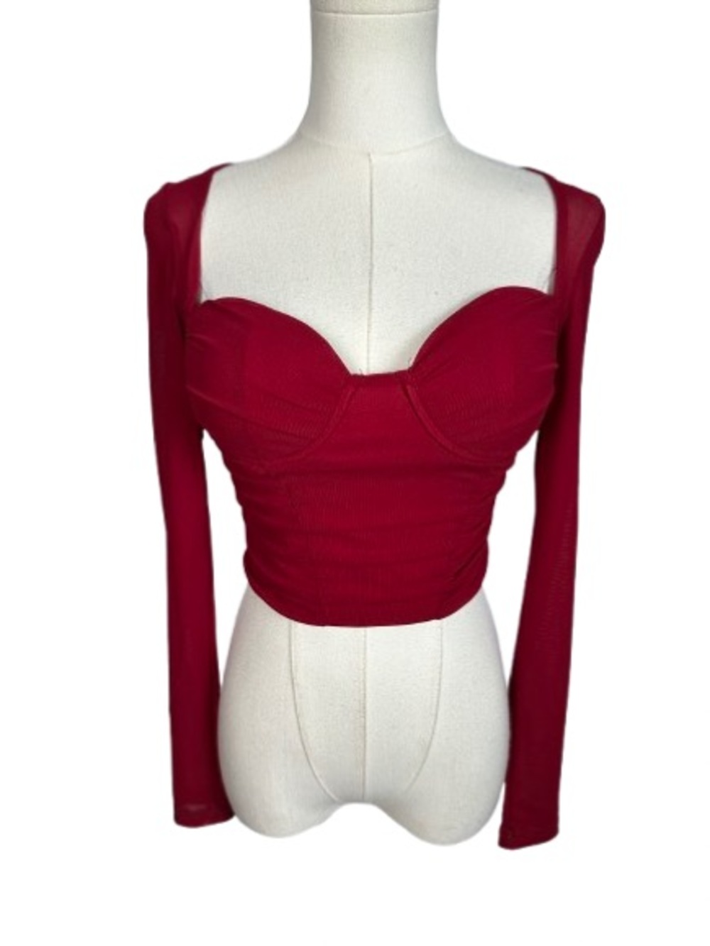Lulu's Crimson Sweetheart Long Sleeve Crop Top